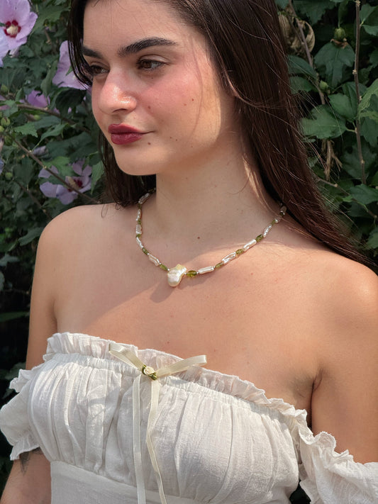 Peridot Baroque Pearl Necklace