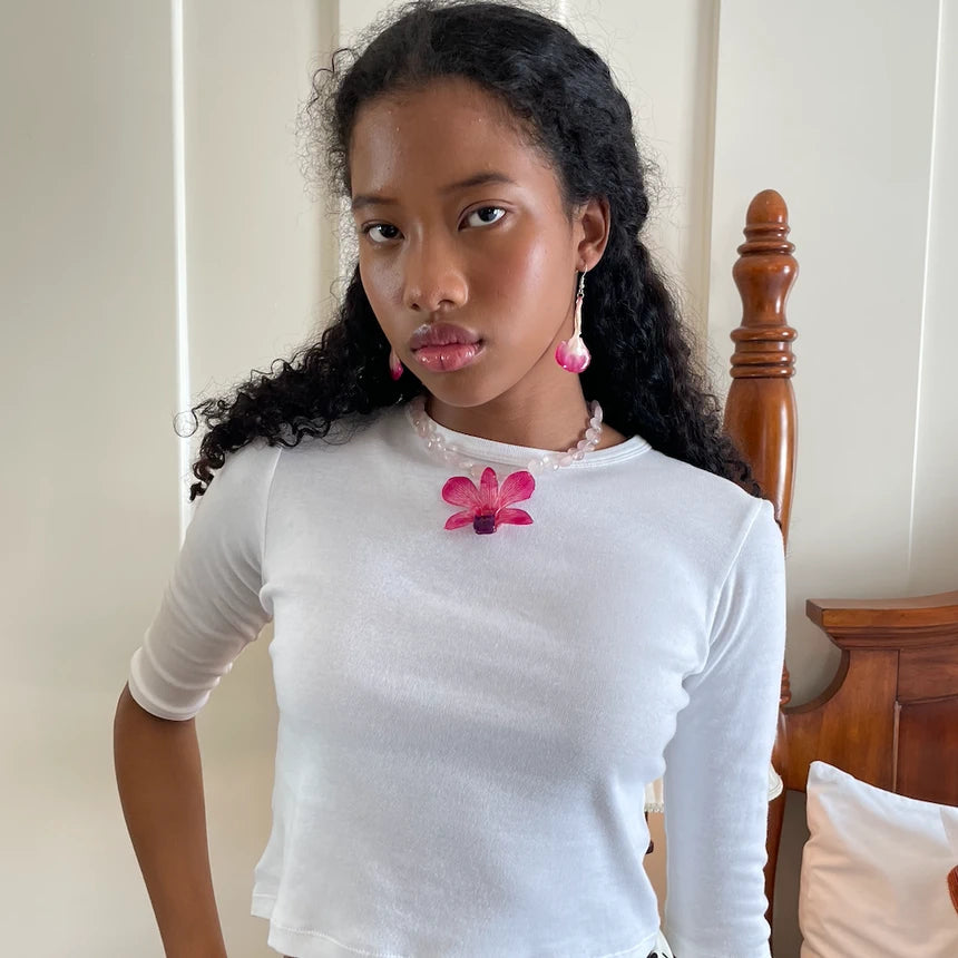 Candy Orchid Necklace (Pink Rose Quartz)