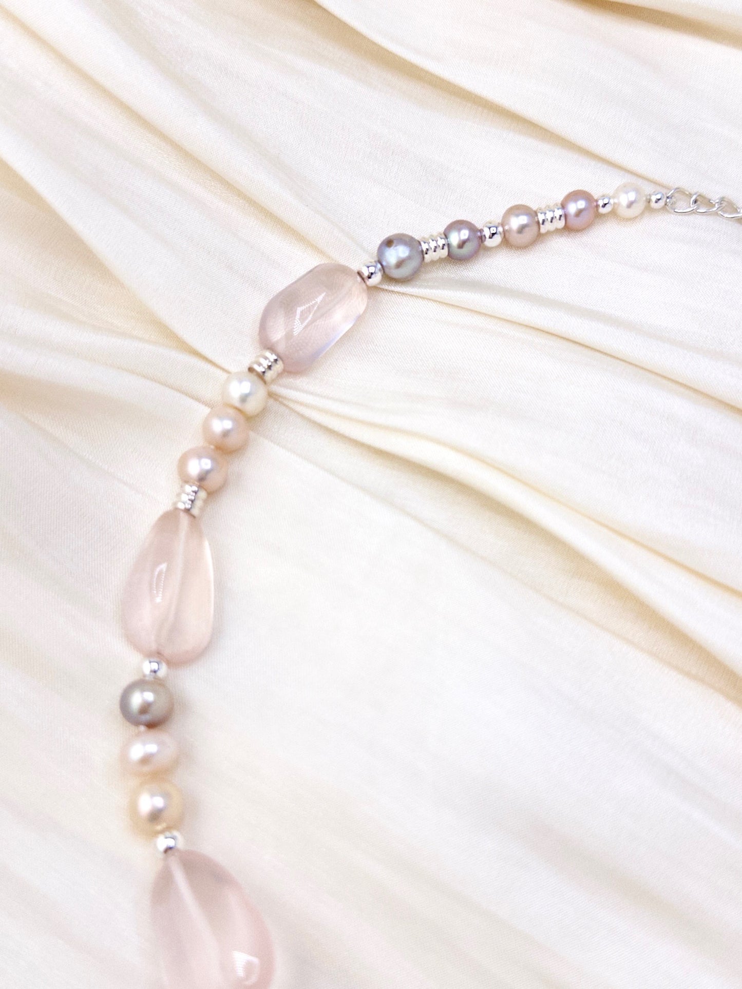Iridescent Pearl & Rose Quartz Necklace
