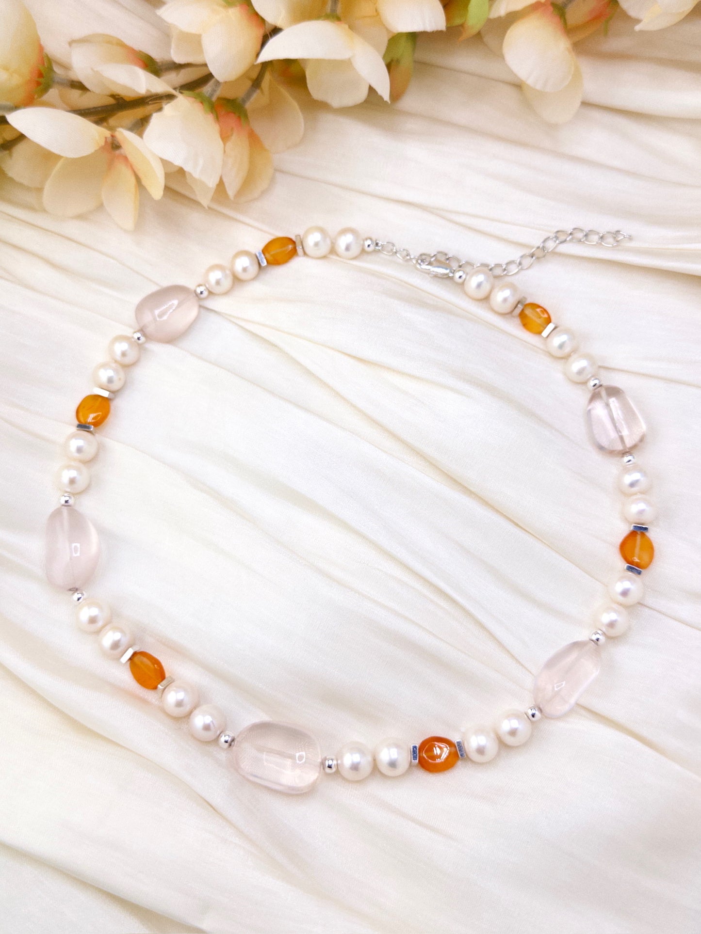 Amethyst & Rose Quartz Bloom Necklace