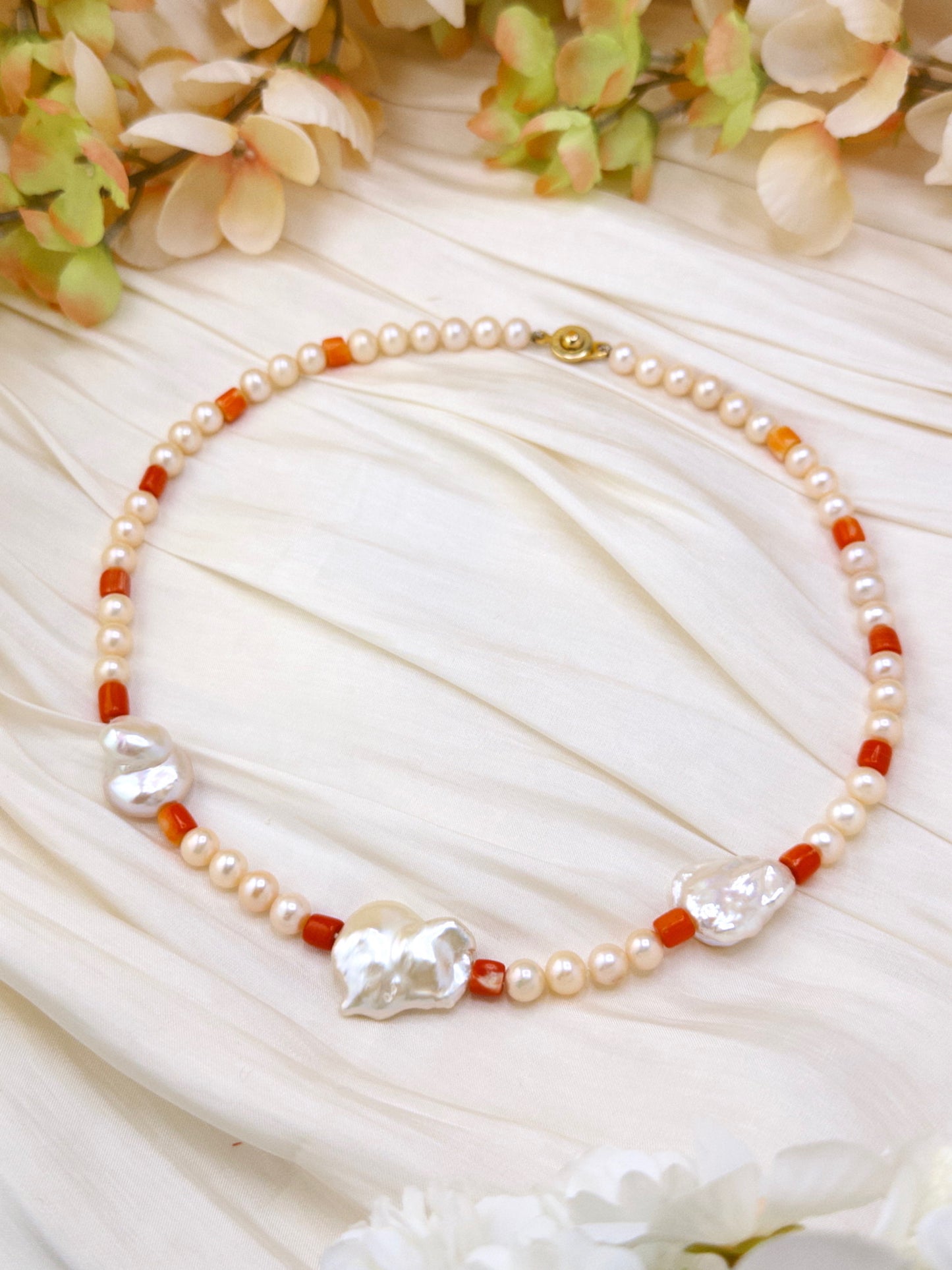 Sunset Coral Drops Necklace
