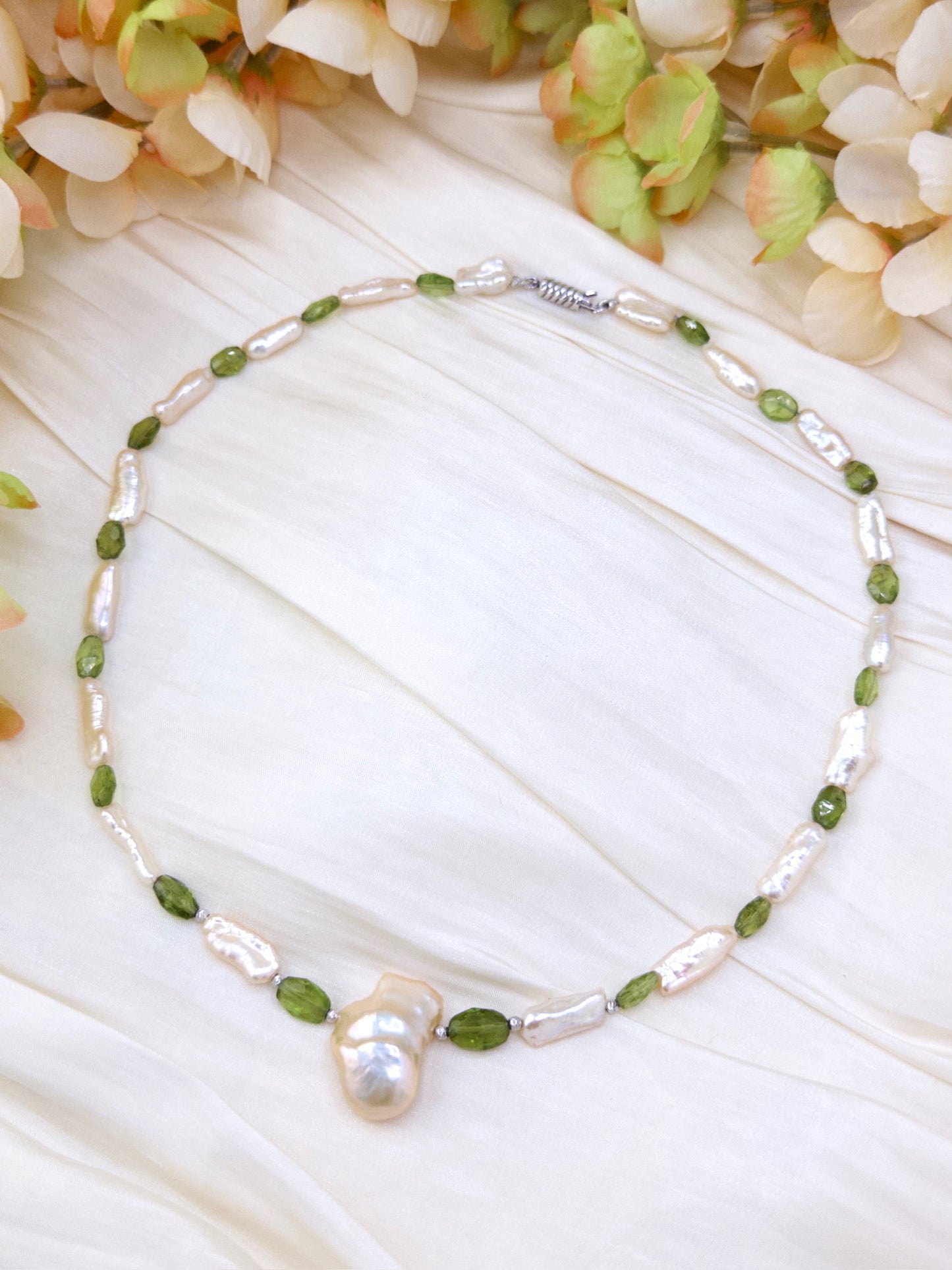 Peridot Baroque Pearl Necklace