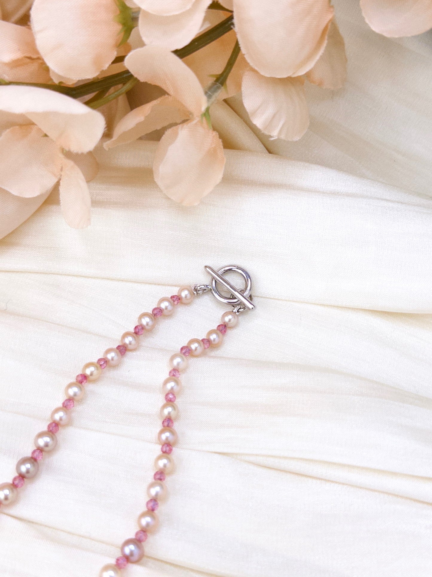 Pink Topaz Pearl Necklace