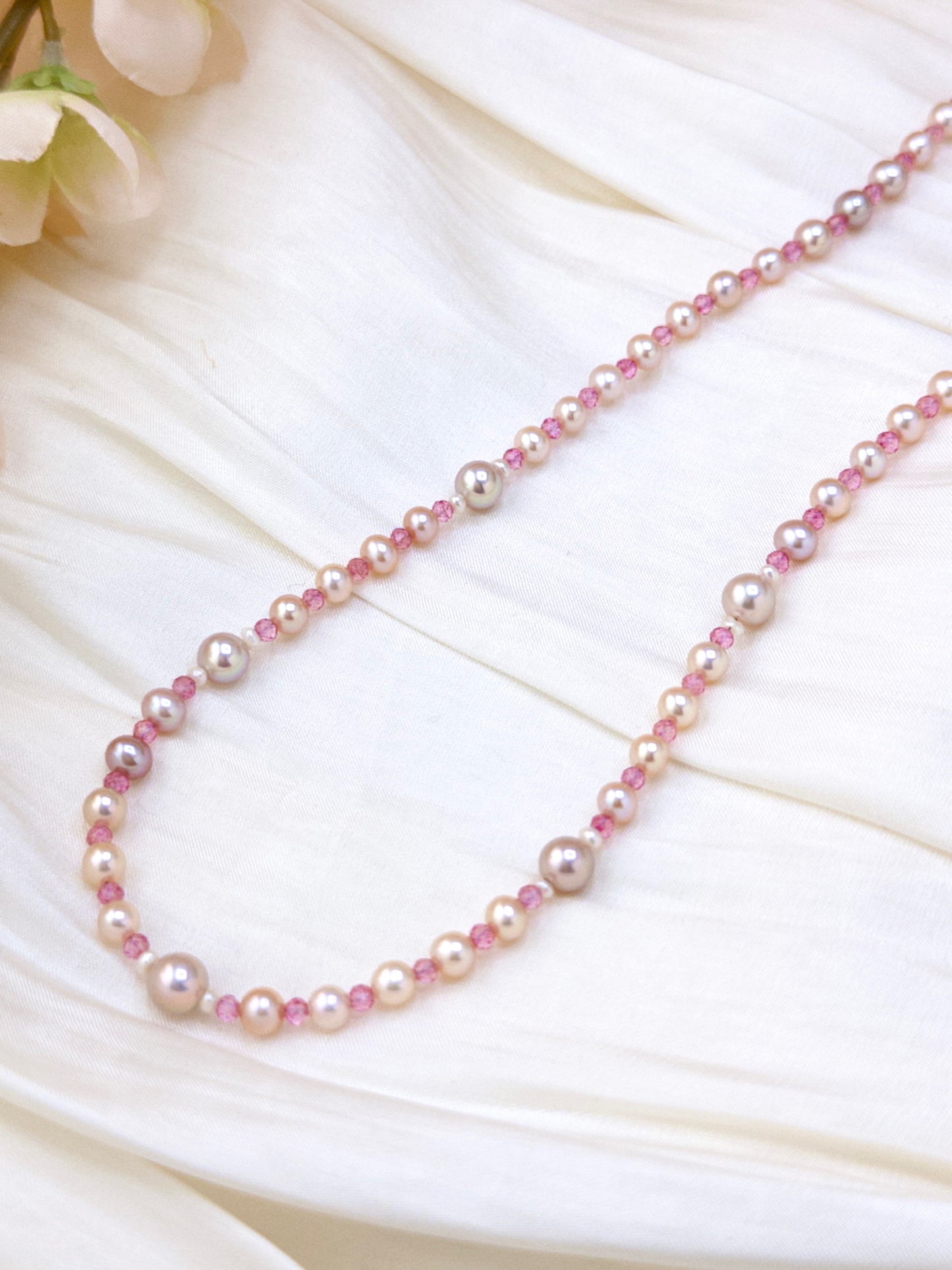 Pink Topaz Pearl Necklace