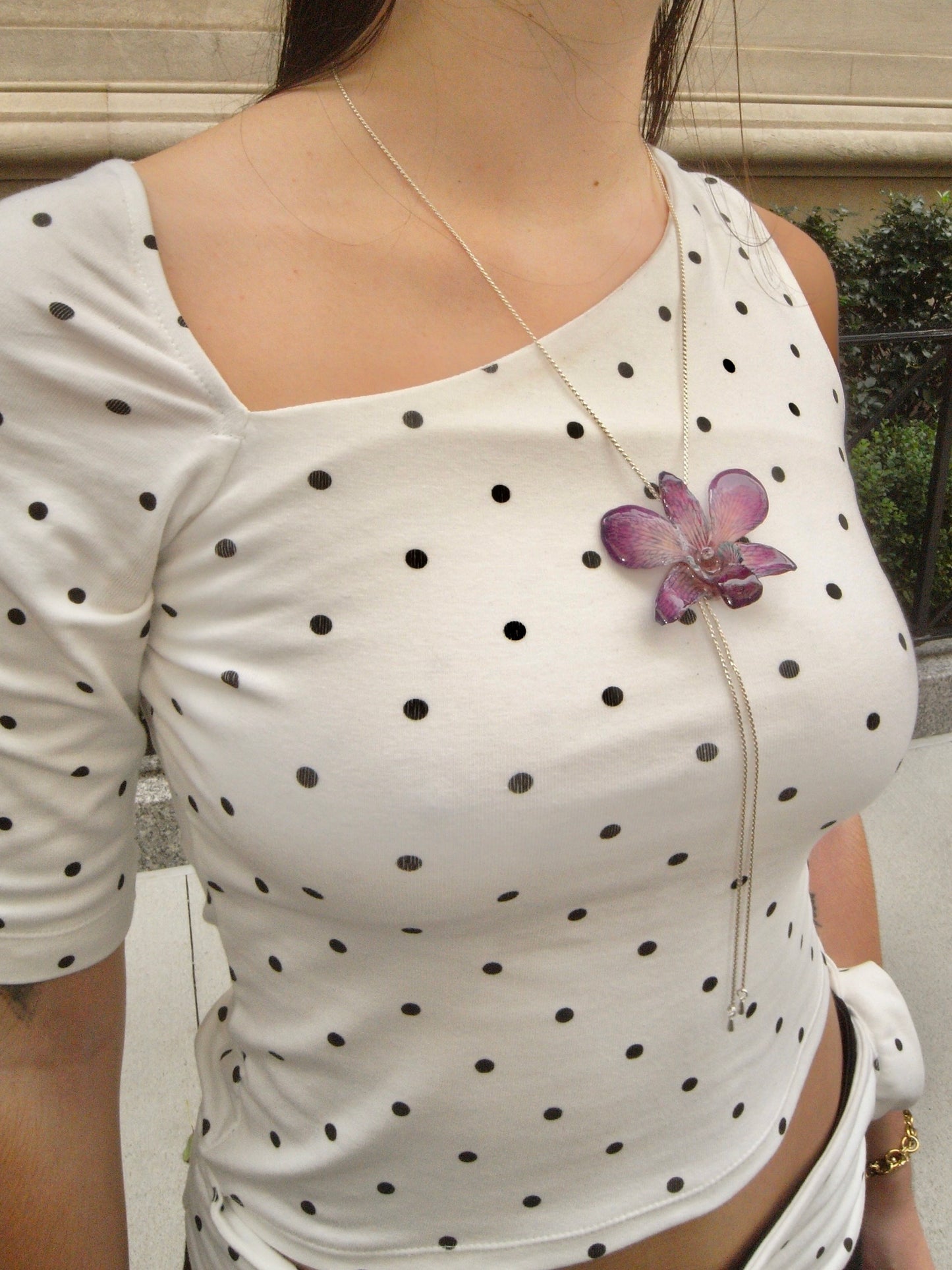 Orchid Lariat Necklace (Silver)