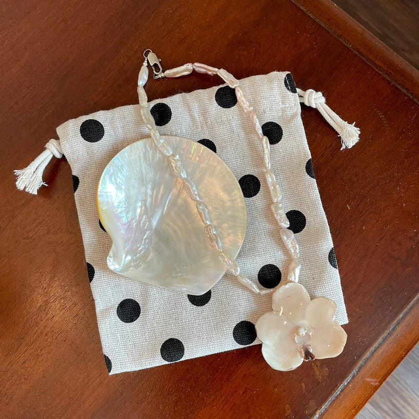 Orchid and Pearl Necklace (White Vanda)