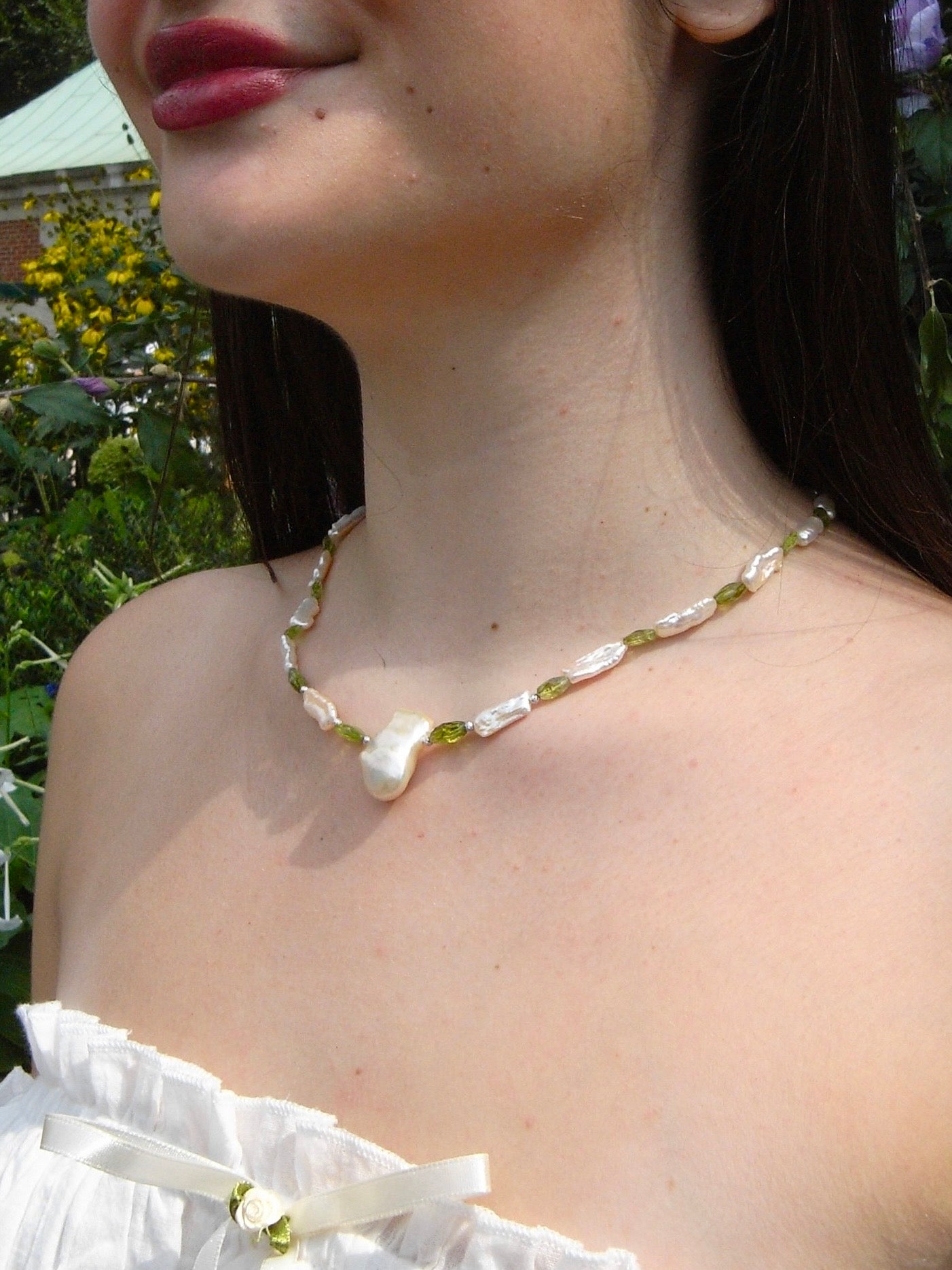 Peridot Baroque Pearl Necklace