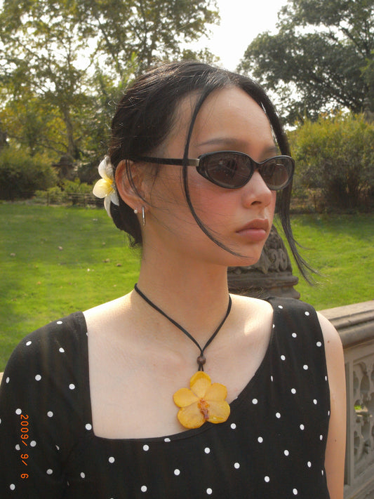 Yellow Vanda Orchid Necklace Set
