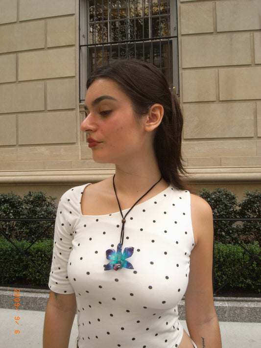 Blue Hybrid Dendrobium Star Orchid Necklace Set