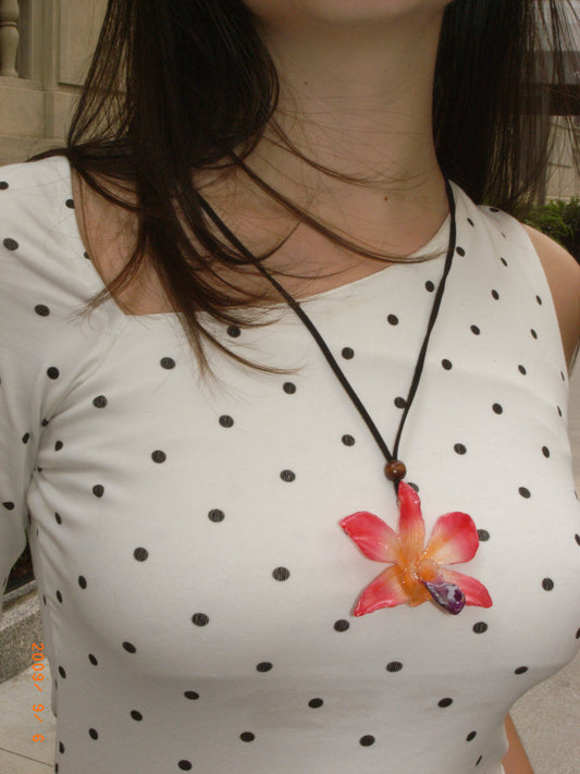 Pink Dendrobium Star Orchid Necklace Set