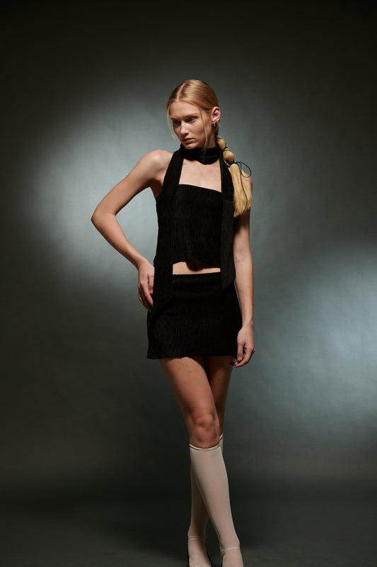 Velvet Mini Skirt - Black