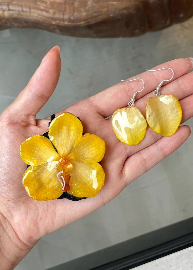 Yellow Vanda Orchid Necklace Set