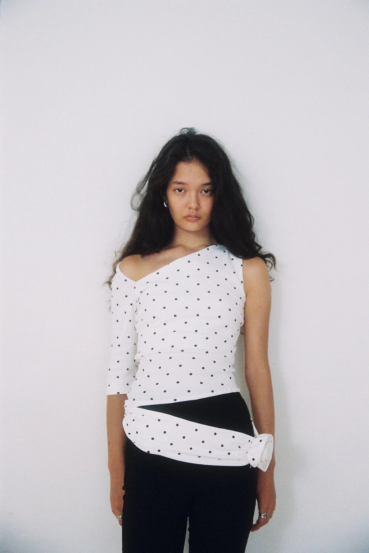 Aiya Dotty One Shoulder Top - Black