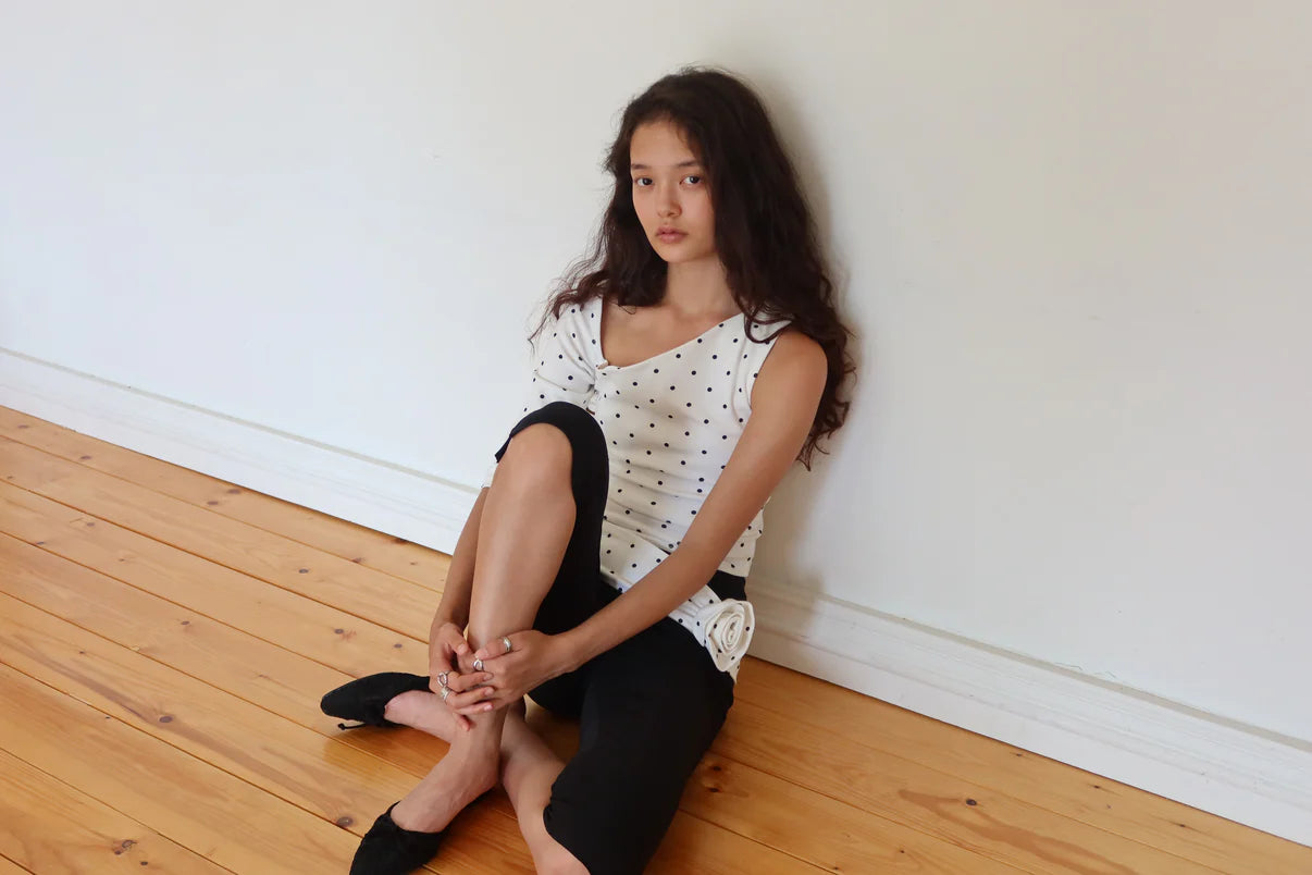 Aiya Dotty One Shoulder Top - Black