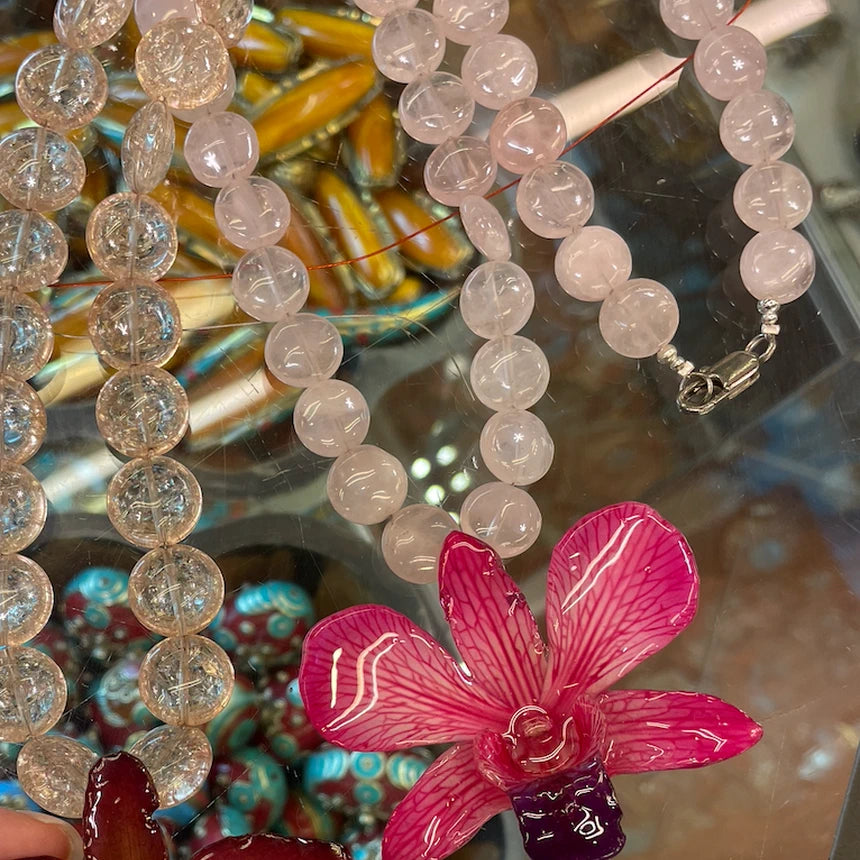 Candy Orchid Necklace (Pink Rose Quartz)