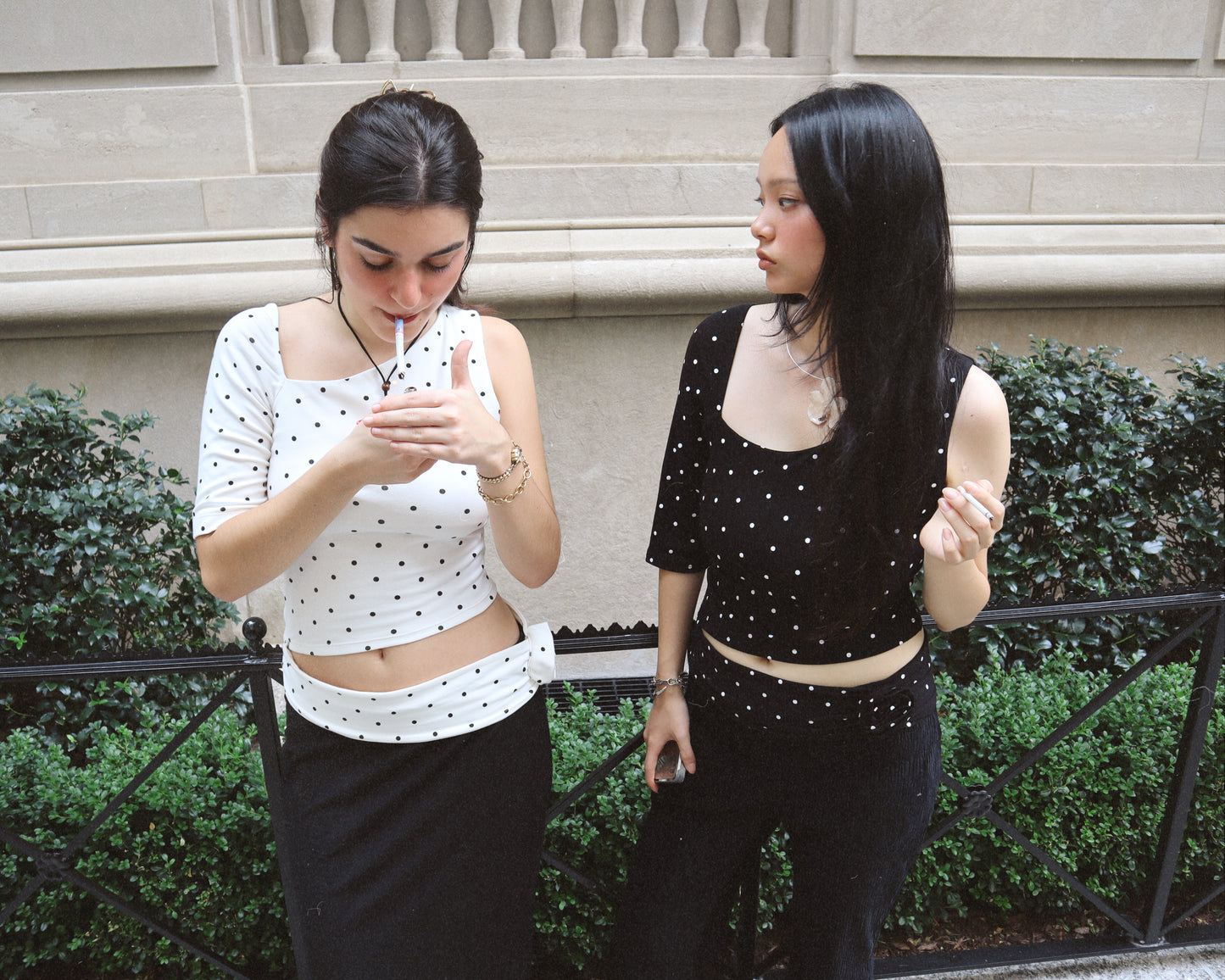 Aiya Dotty One Shoulder Top - Black