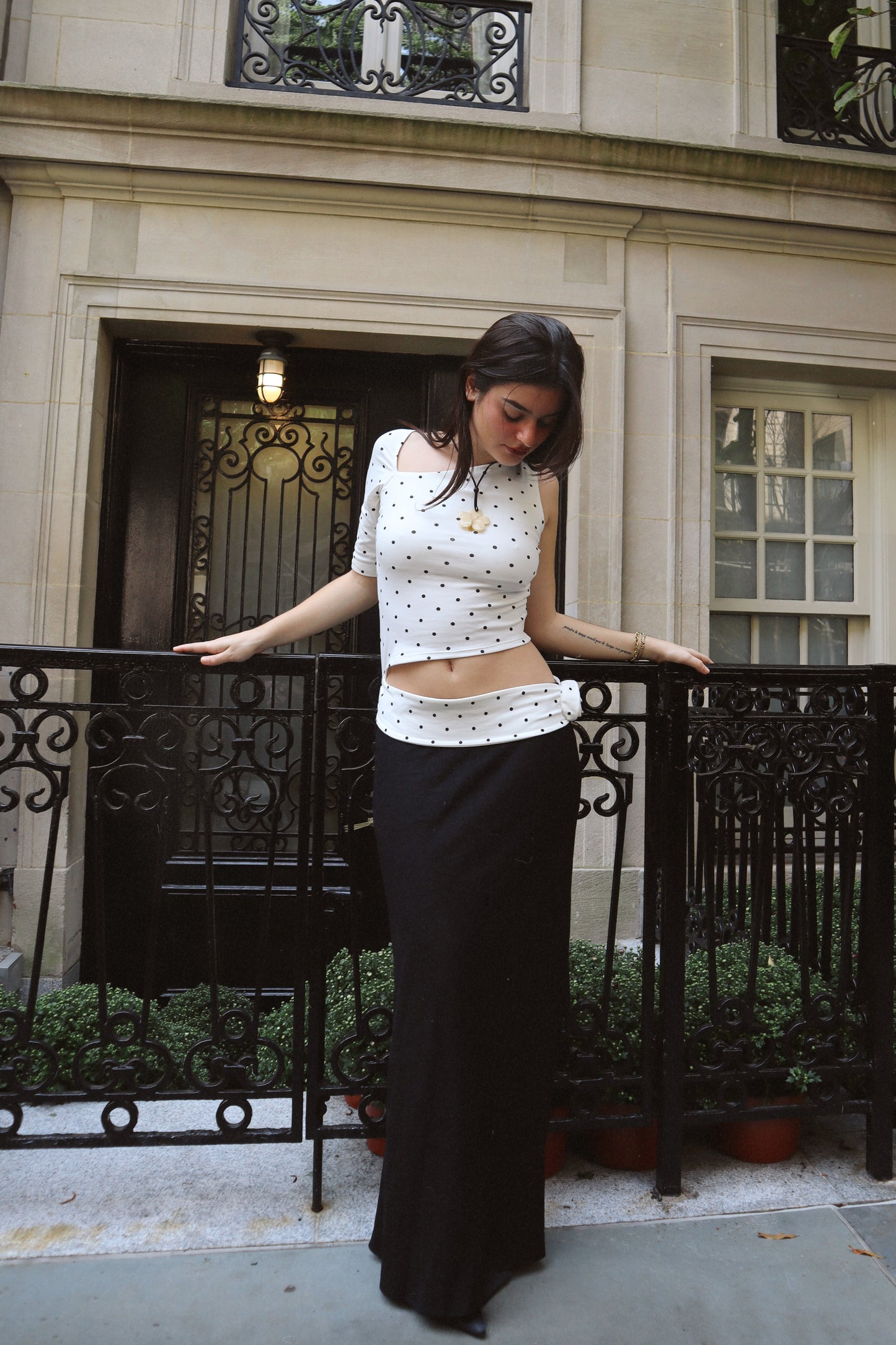 Aiya Dotty One Shoulder Top - Black