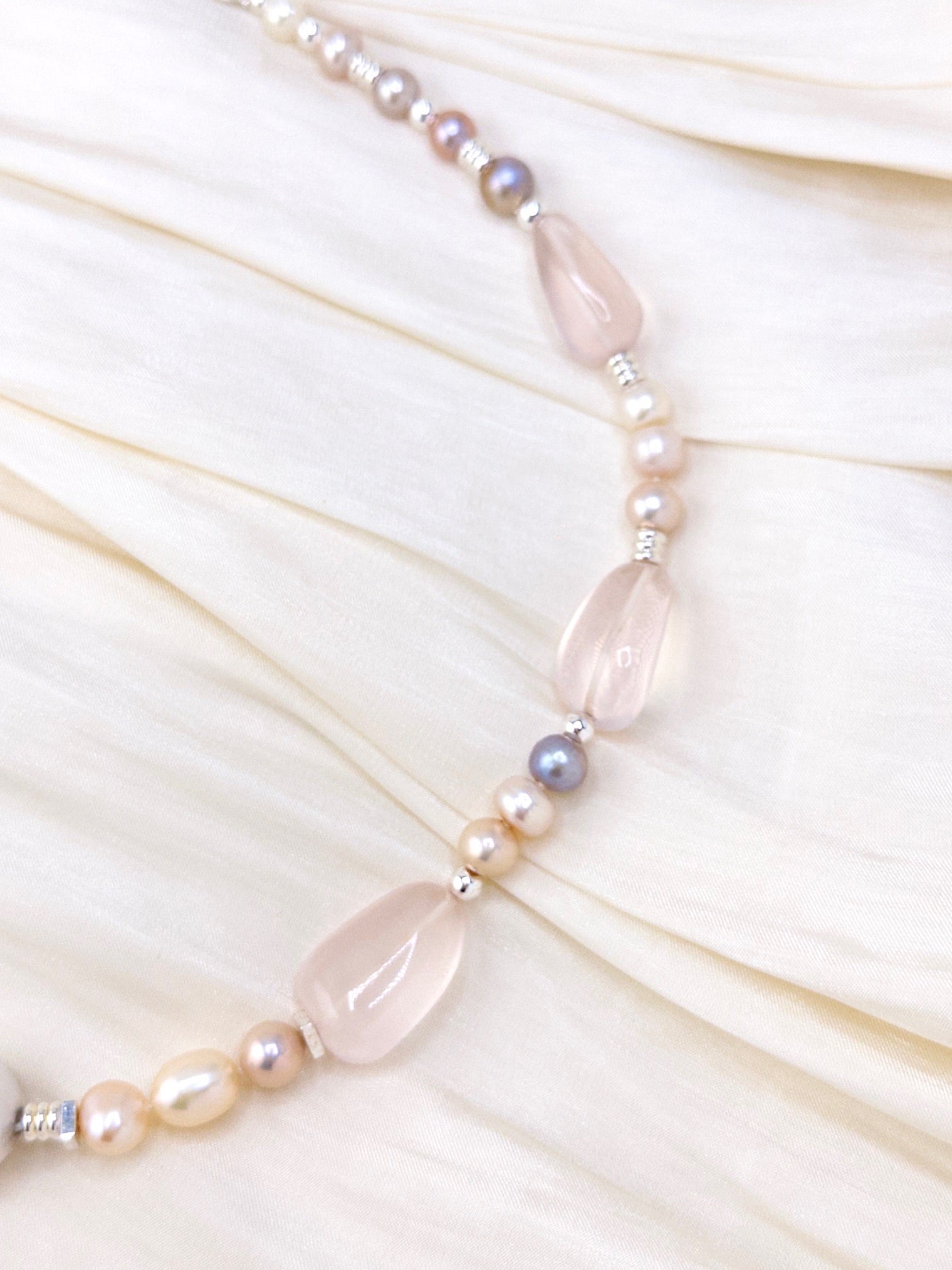 Iridescent Pearl & Rose Quartz Necklace
