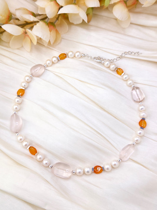 Amethyst & Rose Quartz Bloom Necklace