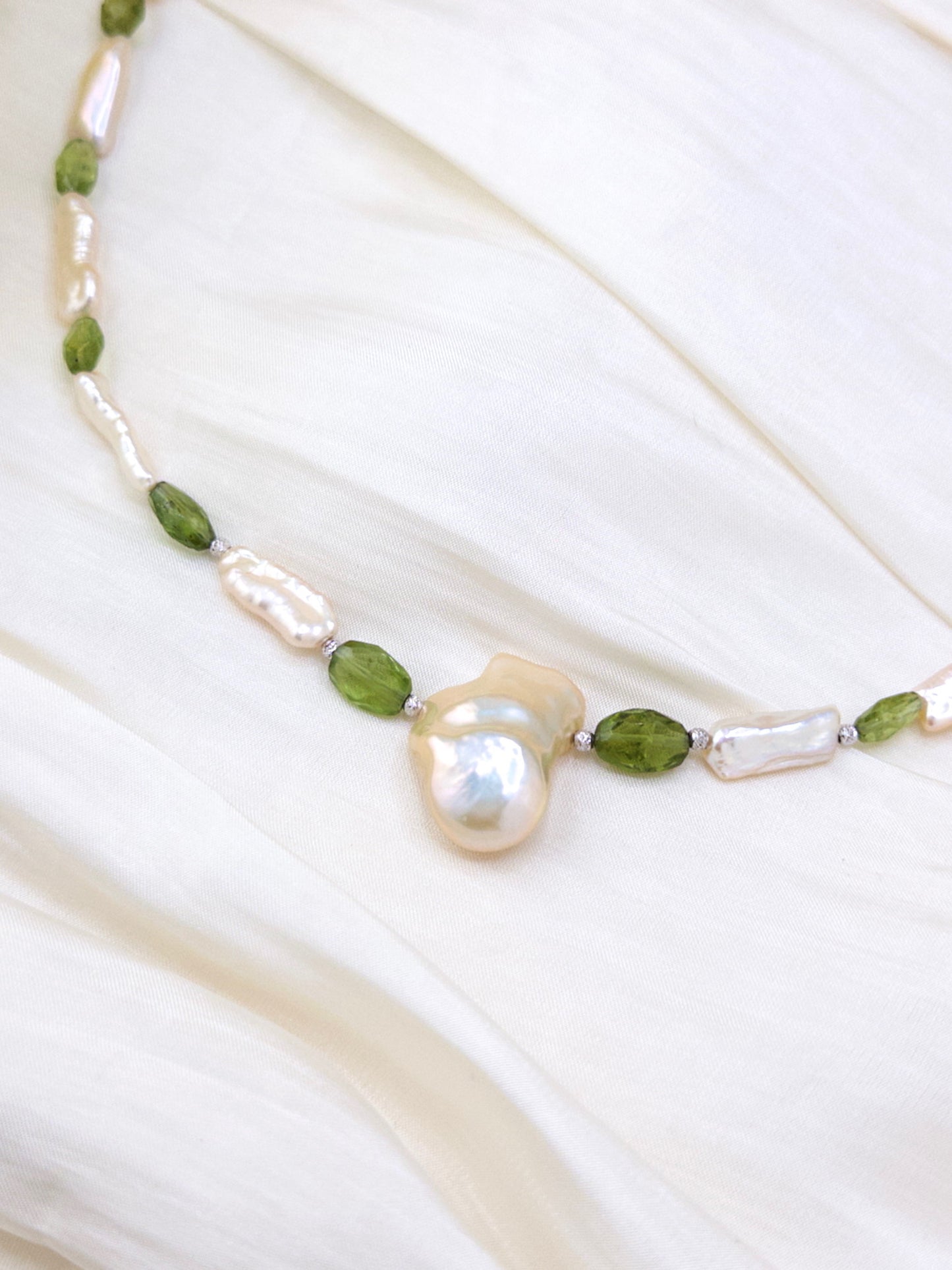 Peridot Baroque Pearl Necklace