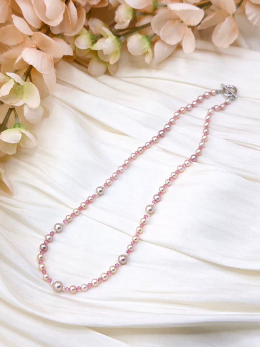 Pink Topaz Pearl Necklace