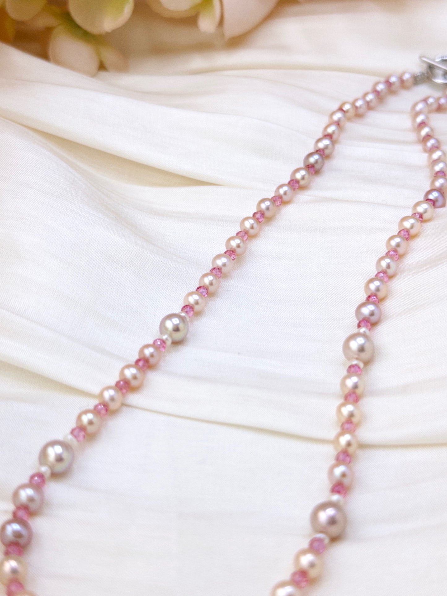 Pink Topaz Pearl Necklace
