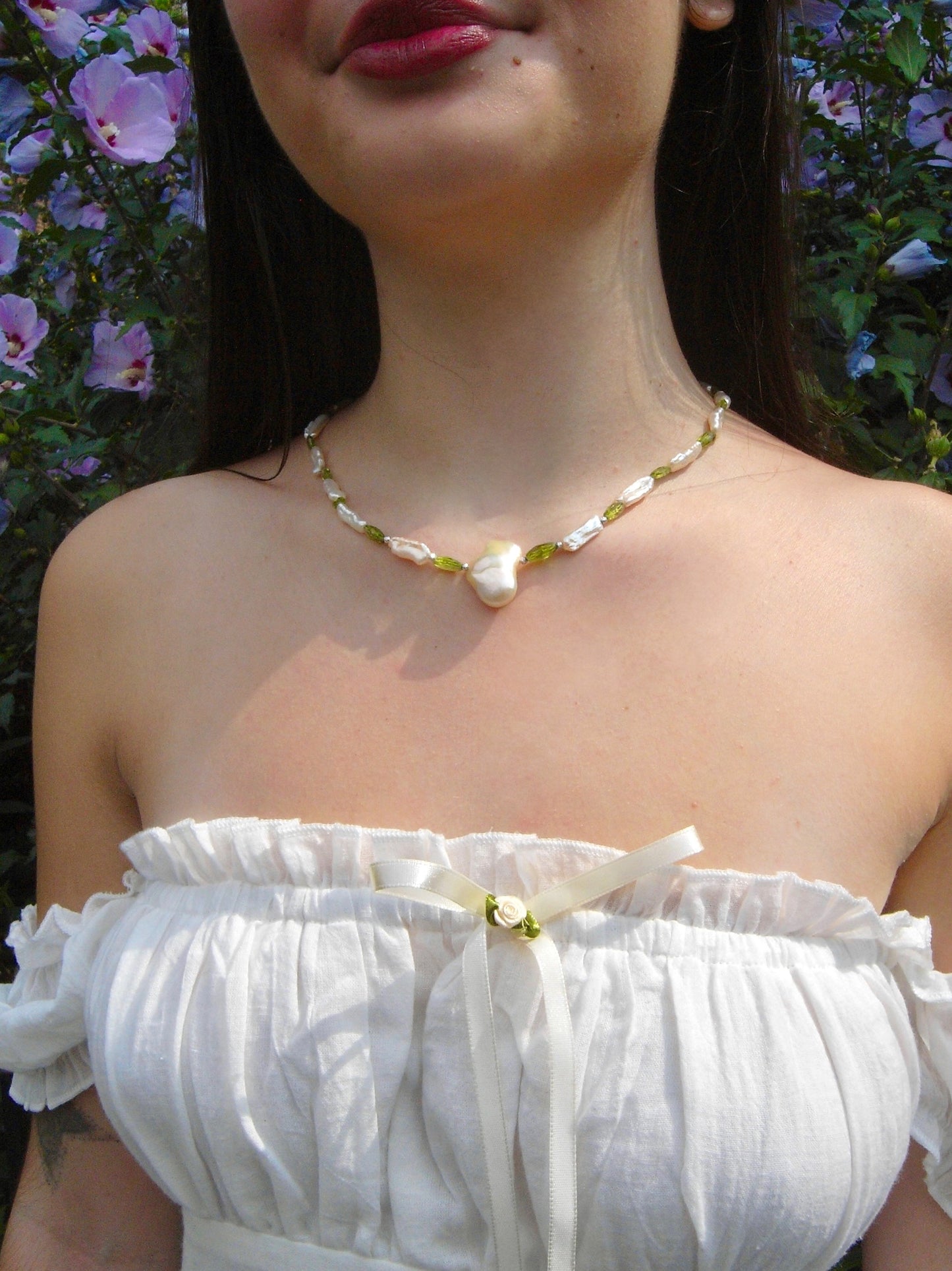 Peridot Baroque Pearl Necklace