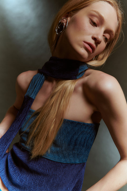 Velvet Tube Top - Navy/Blue