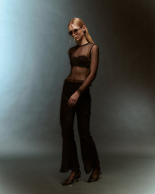 Velvet Flared Pants - Black