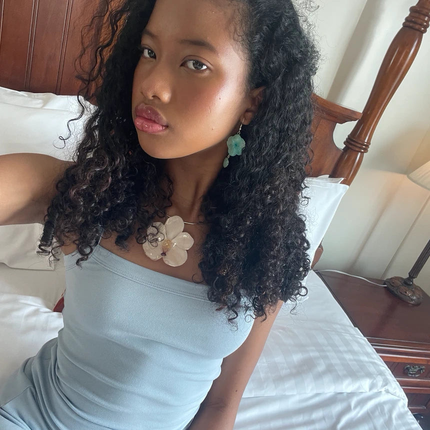 Silver Ring Necklace (White Vanda Charm)