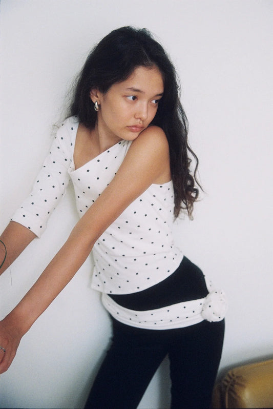 Aiya Dotty One Shoulder Top - White